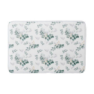 Elegant watercolor eucalyptus bath mat
