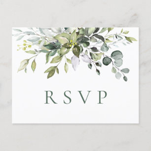 Elegant Watercolor Eucalyptus Boho Wedding RSVP Postcard
