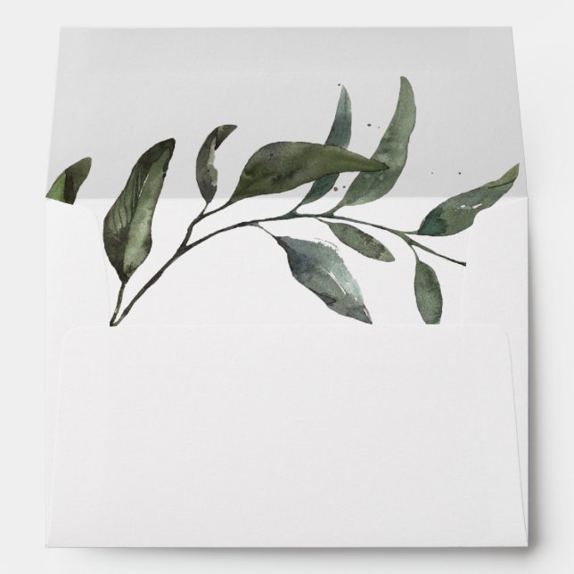 Elegant Watercolor Eucalyptus Branch Envelope (Back (Bottom))