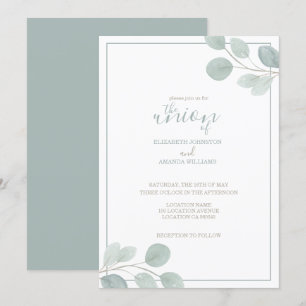 Elegant Watercolor Eucalyptus Branch Wedding Invitation