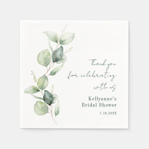 Elegant Watercolor Eucalyptus Bridal Shower Napkin