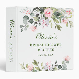 Elegant Watercolor Eucalyptus Bridal Shower Recipe Binder