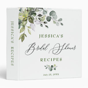 Elegant Watercolor Eucalyptus Bridal Shower Recipe Binder