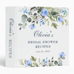Elegant Watercolor Eucalyptus Bridal Shower Recipe Binder