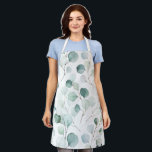 Elegant Watercolor Eucalyptus Greenery Pattern Apron<br><div class="desc">Pretty apron with an elegant greenery pattern consisting of green watercolor painted eucalyptus leaves over a white background.  This apron makes a great gift for a wife or mom who is a crafter,  artist,  baker,  chef or likes to cook for her birthday or Mother's Day.</div>