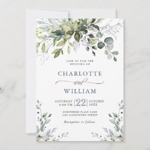 Elegant Watercolor Eucalyptus Greenery Wedding Inv Invitation