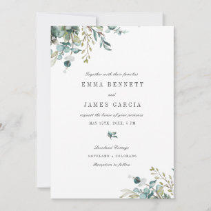 Elegant Watercolor Eucalyptus Greenery Wedding Invitation