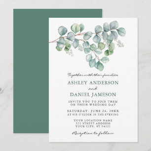 Elegant Watercolor Eucalyptus Greenery Wedding Invitation