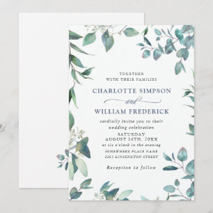 Elegant Watercolor Eucalyptus Greenery Wedding Invitation