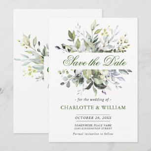 Elegant Watercolor Eucalyptus Greenery Wedding Save The Date