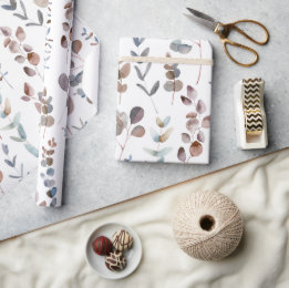 Elegant Watercolor Eucalyptus Leaves Wrapping Paper