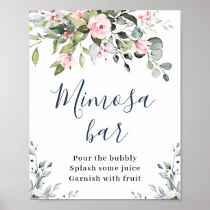 Elegant Watercolor Eucalyptus Mimosa Bar Sign