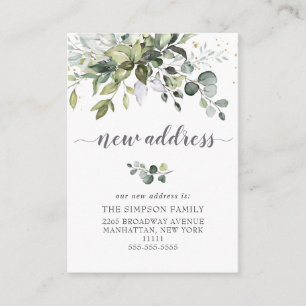 Elegant Watercolor Eucalyptus Moving Announcement