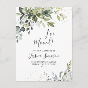 Elegant Watercolor Eucalyptus Moving Announcement