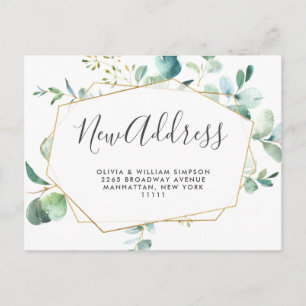 Elegant Watercolor  Eucalyptus Moving Announcement Postcard