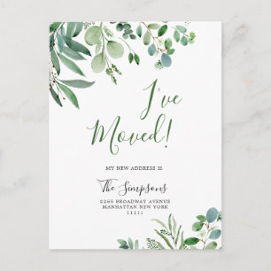 Elegant Watercolor  Eucalyptus Moving Announcement Postcard