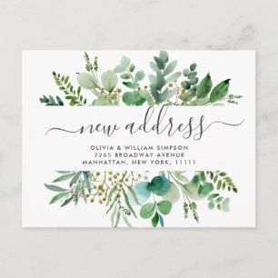 Elegant Watercolor  Eucalyptus Moving Announcement Postcard