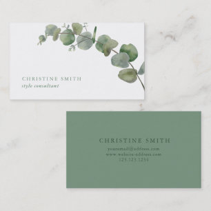 Elegant Watercolor Eucalyptus Simple Greenery Business Card