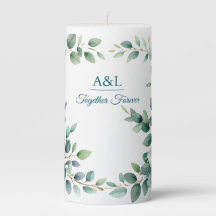 Elegant Watercolor Eucalyptus Wedding Candle
