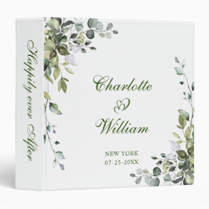 Elegant Watercolor Eucalyptus Wedding Custom Binder