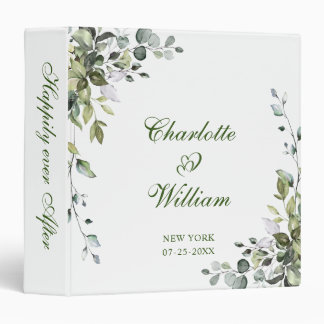 Elegant Watercolor Eucalyptus Wedding Custom Binder