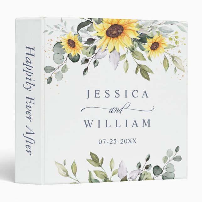 Elegant Watercolor Eucalyptus Wedding Custom Binder (Front/Spine)