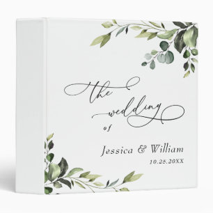 Elegant Watercolor Eucalyptus Wedding Custom Binder