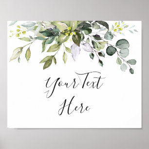 Elegant Watercolor Eucalyptus Wedding Custom Sign