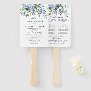 Elegant Watercolor Eucalyptus Wedding Program  Hand Fan