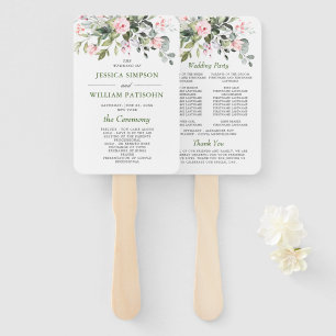 Elegant Watercolor Eucalyptus Wedding Program Hand Hand Fan