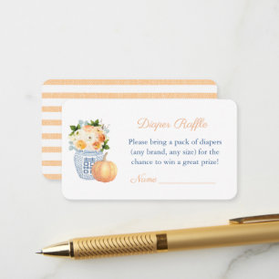 Elegant Watercolor Fall Baby Shower Diaper Raffle Enclosure Card