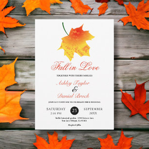 Elegant Watercolor Fall Leaves Boho Floral Wedding Invitation