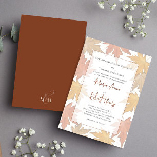 Elegant Watercolor Fall Leaves Wedding Invitation