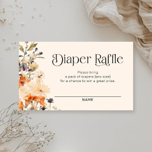 Elegant Watercolor Fall Wildflowers Diaper Raffle Enclosure Card