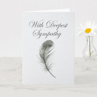 Elegant Watercolor Feather Sympathy Card