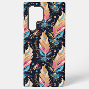 Elegant Watercolor Feathers Navy Blue Pink And Tea Samsung Galaxy Case