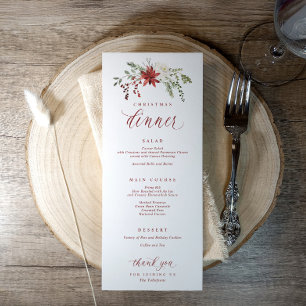 Elegant Watercolor Festive Christmas Dinner Menu