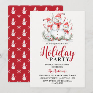 Elegant Watercolor Festive Holiday Party Invitation