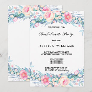 Elegant Watercolor Floral 1st Bachelorette Party Invitation