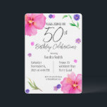 Elegant Watercolor Floral 50th Birthday Invitation<br><div class="desc">Celebrate a milestone with this elegant watercolor floral 50th birthday invitation, featuring a beautiful hand-painted floral design on a watercolor paper textured background for a unique, artistic touch. Perfect for a classy and memorable celebration, this invite offers fully editable text so you can easily personalize all the details. Designed for...</div>