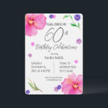 Elegant Watercolor Floral 60th Birthday Invitation<br><div class="desc">Celebrate a milestone with this elegant watercolor floral 60th birthday invitation, featuring a beautiful hand-painted floral design on a watercolor paper textured background for a unique, artistic touch. Perfect for a classy and memorable celebration, this invite offers fully editable text so you can easily personalize all the details. Designed for...</div>