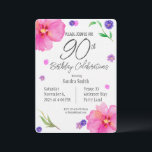 Elegant Watercolor Floral 90th Birthday Invitation<br><div class="desc">Celebrate a milestone with this elegant watercolor floral 60th birthday invitation, featuring a beautiful hand-painted floral design on a watercolor paper textured background for a unique, artistic touch. Perfect for a classy and memorable celebration, this invite offers fully editable text so you can easily personalize all the details. Designed for...</div>