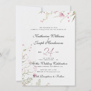ELEGANT WATERCOLOR FLORAL ABSTRACT RSVP & WEDDING INVITATION