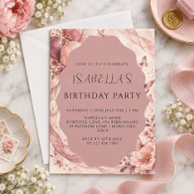 Elegant Watercolor Floral and Butterfly Birthday