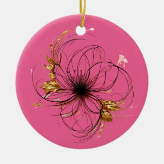 Elegant Watercolor Floral Art  Ceramic Ornament