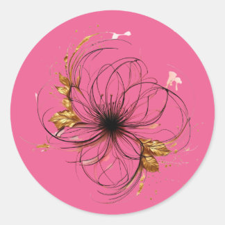 Elegant Watercolor Floral Art  Classic Round Sticker