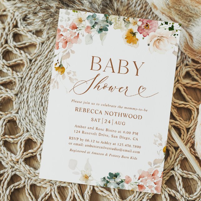 Elegant Watercolor Floral Baby Shower  Invitation (Creator Uploaded)