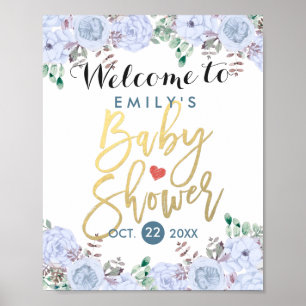 Elegant Watercolor Floral Baby Shower Welcome Sign