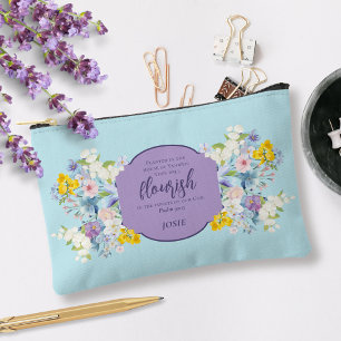 Elegant Watercolor Floral Bible Verse Personalized Accessory Pouch