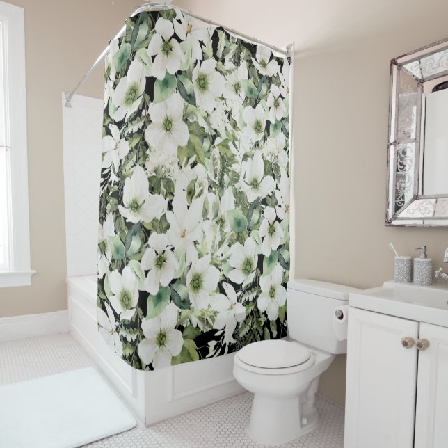 Elegant watercolor floral black and white   (In Situ)